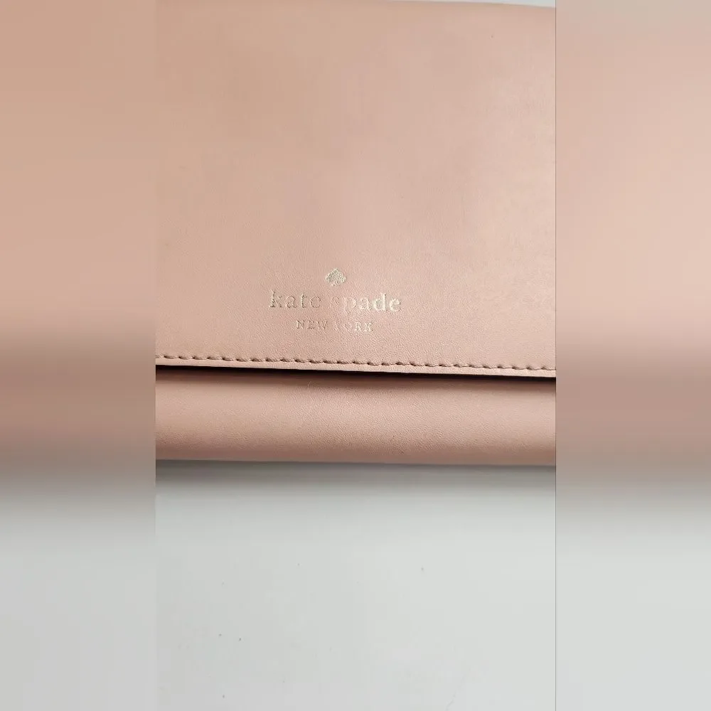 🌸Kate Spade Smooth Leather Clutch Large Wallet -Soft Pink